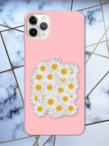 Матовий рожевий чохол на iPhone 11 Pro Max (6.5) рельєфний дизайн Букет ромашок принт 40