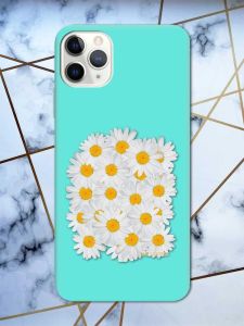 Матовий бірюзовий чохол на iPhone 11 Pro Max (6.5) рельєфний дизайн Букет ромашок принт 40