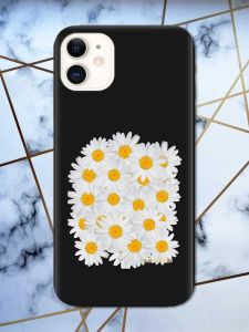 Матовий чорний чохол на Apple iPhone 11 (6.1) рельєфний дизайн Букет ромашок принт 40