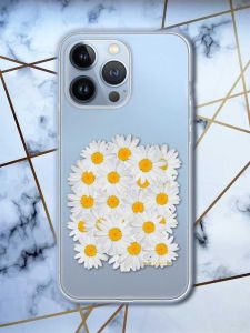 Прозорий чохол на Apple iPhone 13 Pro рельєфний дизайн Букет ромашок принт 40