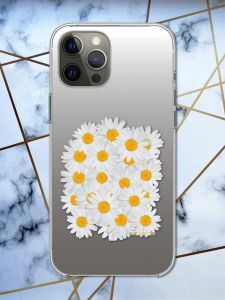 Прозорий чохол на iPhone 12 Pro Max рельєфний дизайн Букет ромашок принт 40