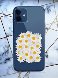 Прозорий чохол на iPhone 12 mini рельєфний дизайн Букет ромашок принт 40