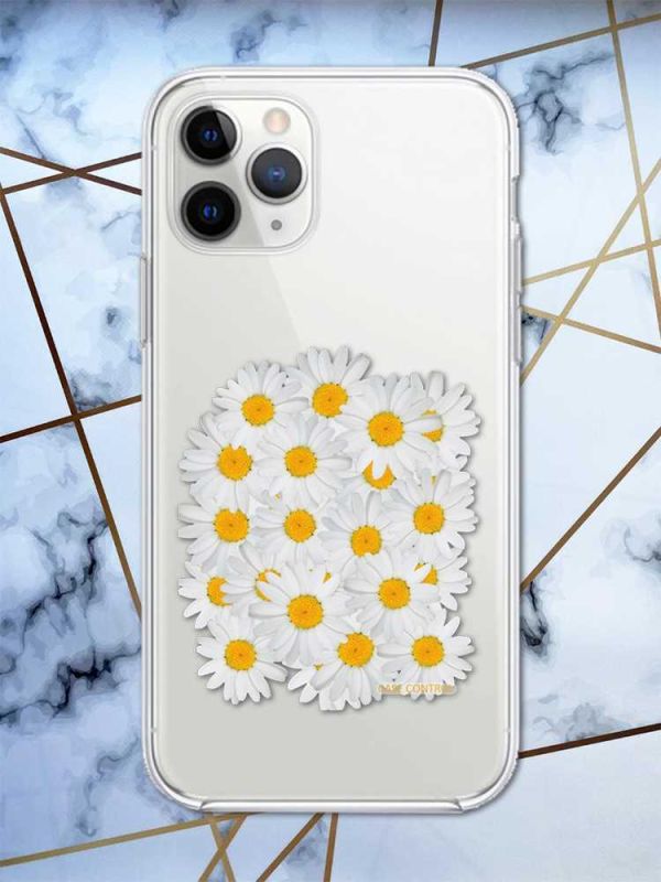 Прозорий чохол на Apple iPhone 11 Pro Max (6,5) рельєфний дизайн Букет ромашок принт 40
