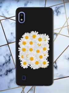 Матовий чорний чохол на Samsung Galaxy А10 (2019) А105 рельєфний дизайн Букет ромашок принт 40