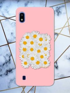 Матовий рожевий чохол на Samsung Galaxy А10 (2019) А105 рельєфний дизайн Букет ромашок принт 40