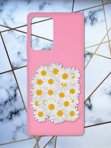 Матовий рожевий чохол на Samsung Galaxy A52 рельєфний дизайн Букет ромашок принт 40