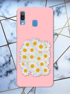 Матовий рожевий чохол на Samsung Galaxy А30 (2019) / А20 (2019) рельєфний дизайн Букет ромашок принт 40