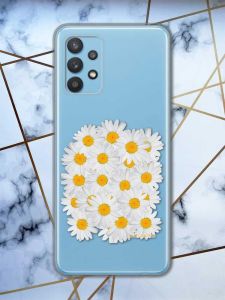 Прозорий чохол на Samsung Galaxy A32  рельєфний дизайн Букет ромашок принт 40