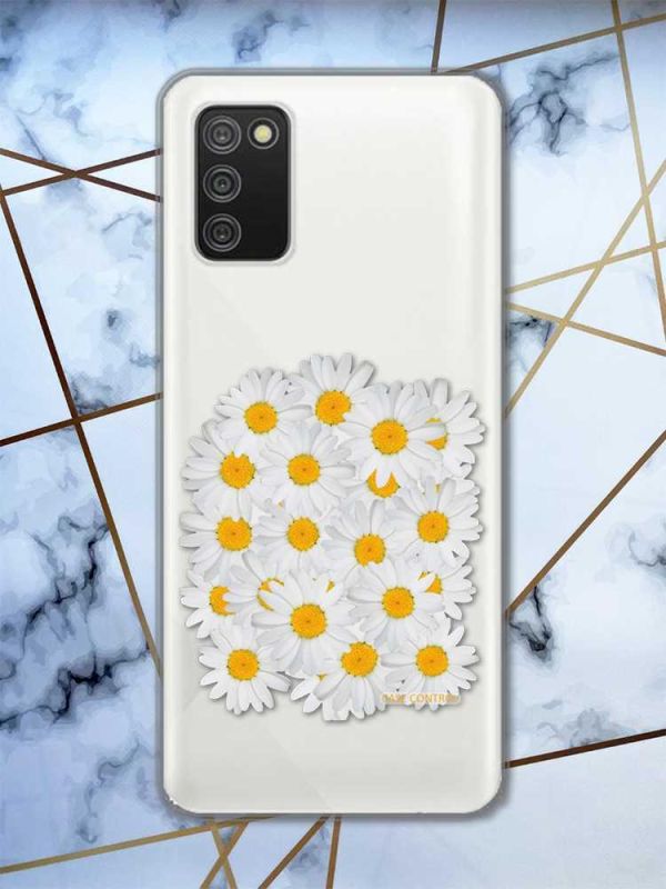 Прозорий чохол для Samsung Galaxy A02s  рельєфний дизайн Букет ромашок принт 40