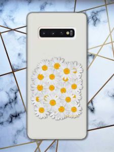 Прозорий чохол на Samsung Galaxy S10 рельєфний дизайн Букет ромашок принт 40