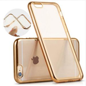 Прозорий силіконовий чохол з золотим блискучим обідком для iPhone 5 / iPhone 5s