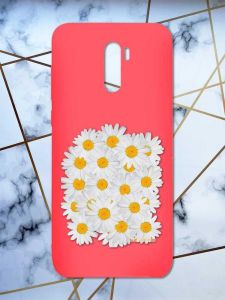 Матовий червоний чохол на Xiaomi Redmi Note 8 Pro рельєфний дизайн Букет ромашок принт 40