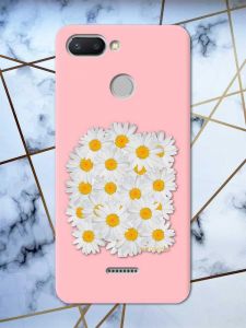 Матовий рожевий чохол на Xiaomi Redmi 6 рельєфний дизайн Букет ромашок принт 40