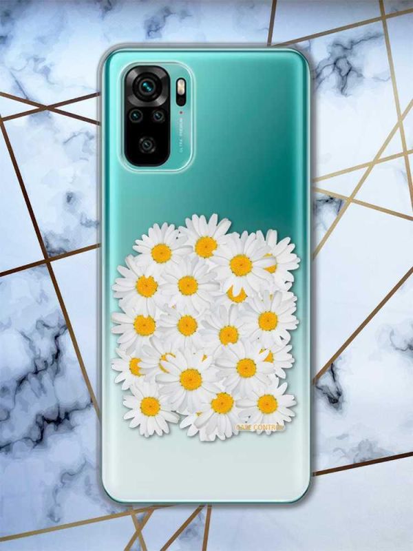 Прозорий чохол на Xiaomi Redmi Note 10 / Note 10s  рельєфний дизайн Букет ромашок принт 40