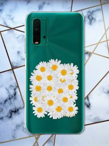 Прозорий чохол на Xiaomi Redmi 9T  рельєфний дизайн Букет ромашок принт 40