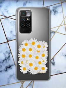 Прозорий чохол для Xiaomi Redmi 10  рельєфний дизайн Букет ромашок принт 40