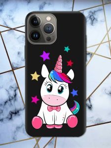 Матовий чорний чохол на Apple iPhone 13 Pro дизайн Єдиноріг принт 102