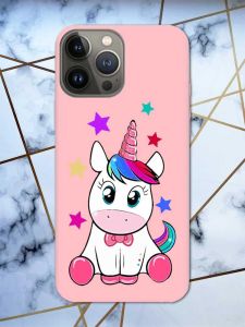 Матовий рожевий чохол на Apple iPhone 13 Pro дизайн Єдиноріг принт 102