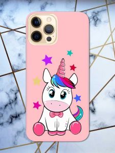 Матовий рожевий чохол на Apple iPhone 12 Pro Max дизайн Єдиноріг принт 102