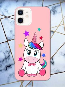 Матовий рожевий чохол на Apple iPhone 12 / 12 Pro (6.1) дизайн Єдиноріг принт 102
