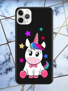 Матовий чорний чохол на iPhone 11 Pro Max (6.5) дизайн Єдиноріг принт 102