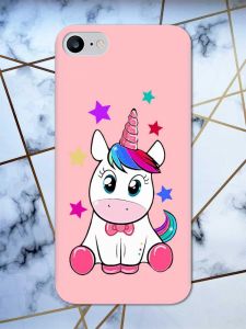 Матовий рожевий чохол на iPhone 7 / 8 дизайн Єдиноріг принт 102
