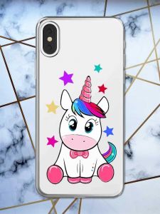 Прозорий чохол на iPhone X / XS дизайн Єдиноріг принт 102