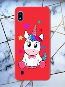 Матовий червоний чохол на Samsung Galaxy А10 (2019) А105 дизайн Єдиноріг принт 102