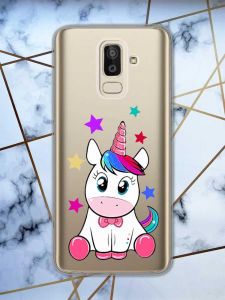 Прозорий чохол для Samsung Galaxy J8 (2018)  дизайн Єдиноріг принт 102