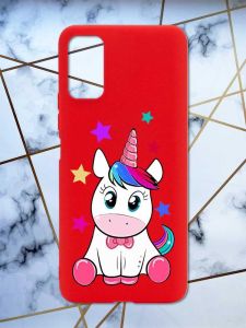 Матовий червоний чохол на Xiaomi Redmi Note 11 4G дизайн Єдиноріг принт 102