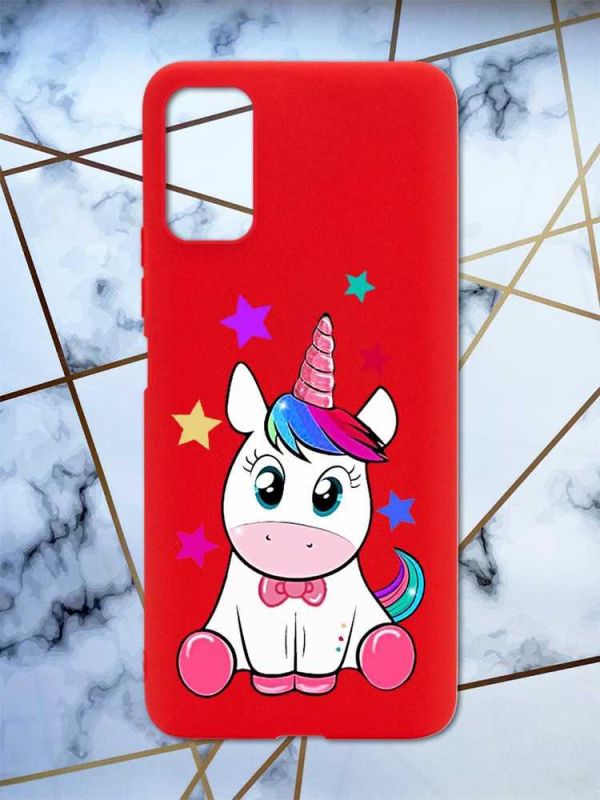 Матовий червоний чохол на Xiaomi Redmi Note 11 4G дизайн Єдиноріг принт 102