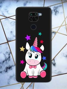 Матовий чорний чохол на Xiaomi Redmi Note 9 дизайн Єдиноріг принт 102