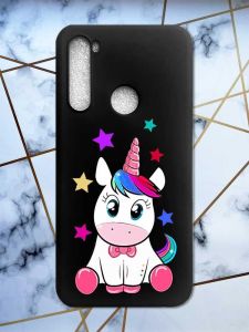 Матовий чорний чохол на Xiaomi Redmi Note 8 дизайн Єдиноріг принт 102