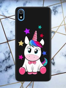 Матовий чорний чохол на Xiaomi Redmi 7A дизайн Єдиноріг принт 102