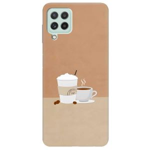 Матовий силіконовий чохол на Samsung Galaxy A22 4G / M22 / M32 Кава принт 108