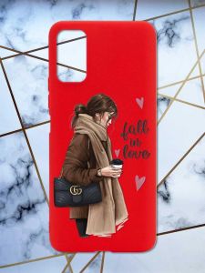 Матовий червоний чохол на Xiaomi Redmi Note 11 4G дизайн Дівчина з кавою принт 112