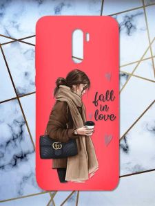 Матовий червоний чохол на Xiaomi Redmi Note 8 Pro дизайн Дівчина з кавою принт 112