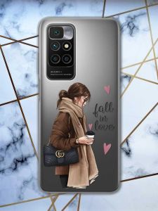 Прозорий чохол для Xiaomi Redmi 10  дизайн Дівчина з кавою принт 112