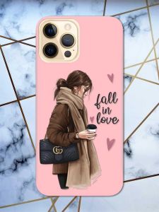 Матовий рожевий чохол на Apple iPhone 12 Pro Max дизайн Дівчина з кавою принт 112