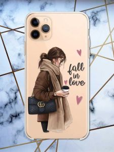 Прозорий чохол на Apple iPhone 11 Pro Max (6,5) дизайн Дівчина з кавою принт 112