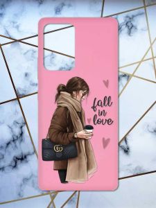 Матовий рожевий чохол на Samsung Galaxy A52 дизайн Дівчина з кавою принт 112