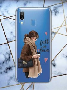 Чохол з потовщеними кутами на Samsung Galaxy A30 (2019) / A20 (2019) дизайн Дівчина з кавою принт 112