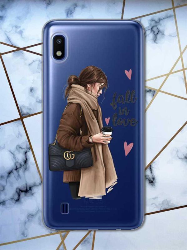 Чохол на Samsung Galaxy A10 (2019) A105 дизайн Дівчина з кавою принт 112