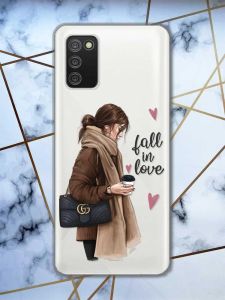 Прозорий чохол для Samsung Galaxy A02s  дизайн Дівчина з кавою принт 112