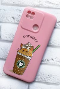 Матовий рожевий чохол на Xiaomi Redmi 9C дизайн Капучіно котик принт 97