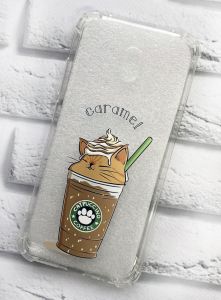 Чохол з потовщеними кутами на Xiaomi Redmi 8A дизайн Капучіно котик принт 97