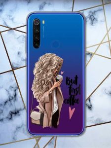 Прозорий чохол на Xiaomi Redmi Note 8T  дизайн Дівчина з кавою принт 114