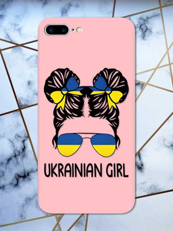 Матовий рожевий чохол на iPhone 7 Plus/8 Plus ::  Українська дівчина (принт 113)
