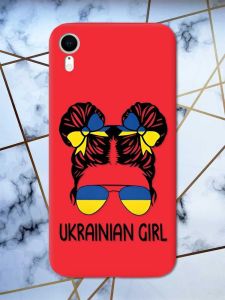 Матовий червоний чохол на Apple iPhone XR патріотичний дизайн Українська дівчина принт 113