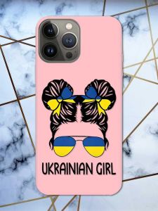 Матовий рожевий чохол на Apple iPhone 13 Pro патріотичний дизайн Українська дівчина принт 113